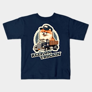 Pomeranian truck driver Kids T-Shirt